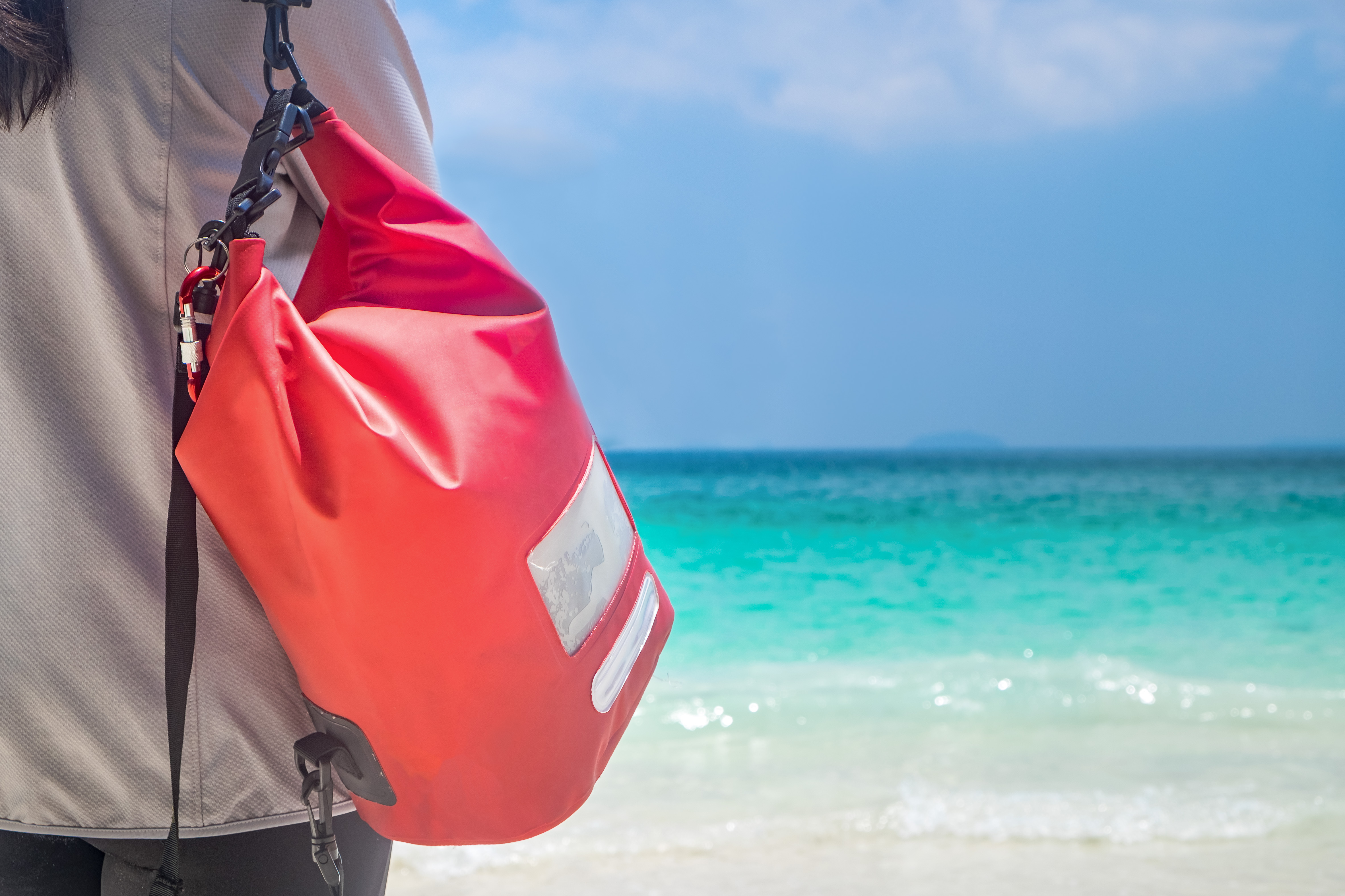 Woman hang dry bag
