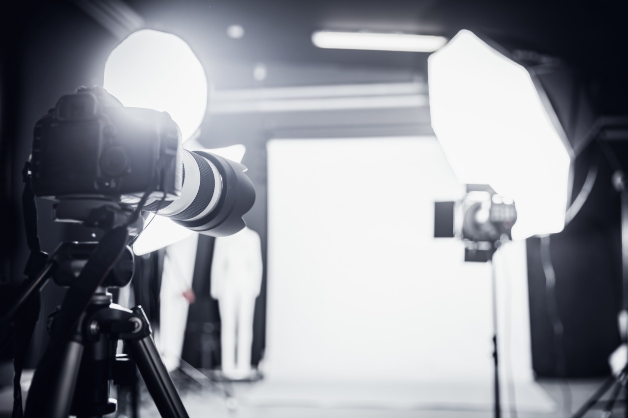 professional photography lighting equipment setup in a studio