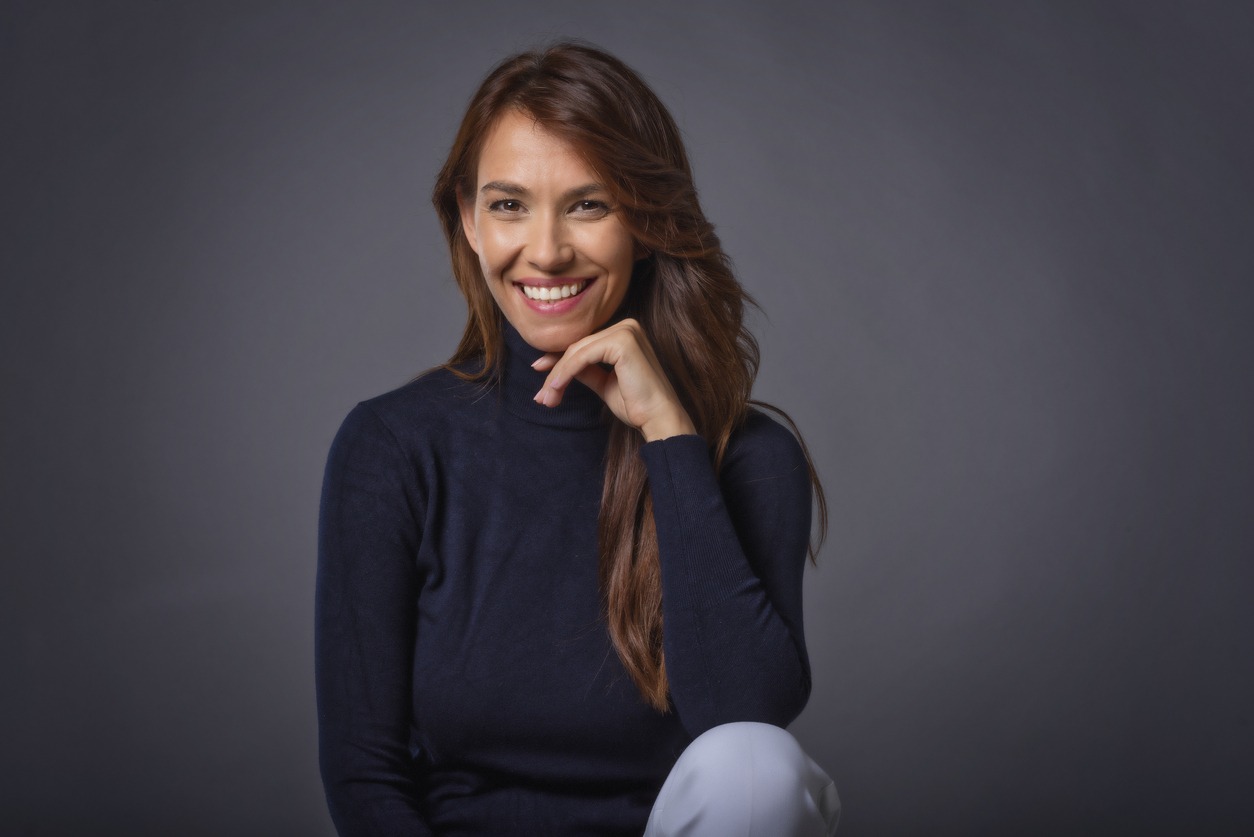 studio portrait of a woman taken using different lighting techniques