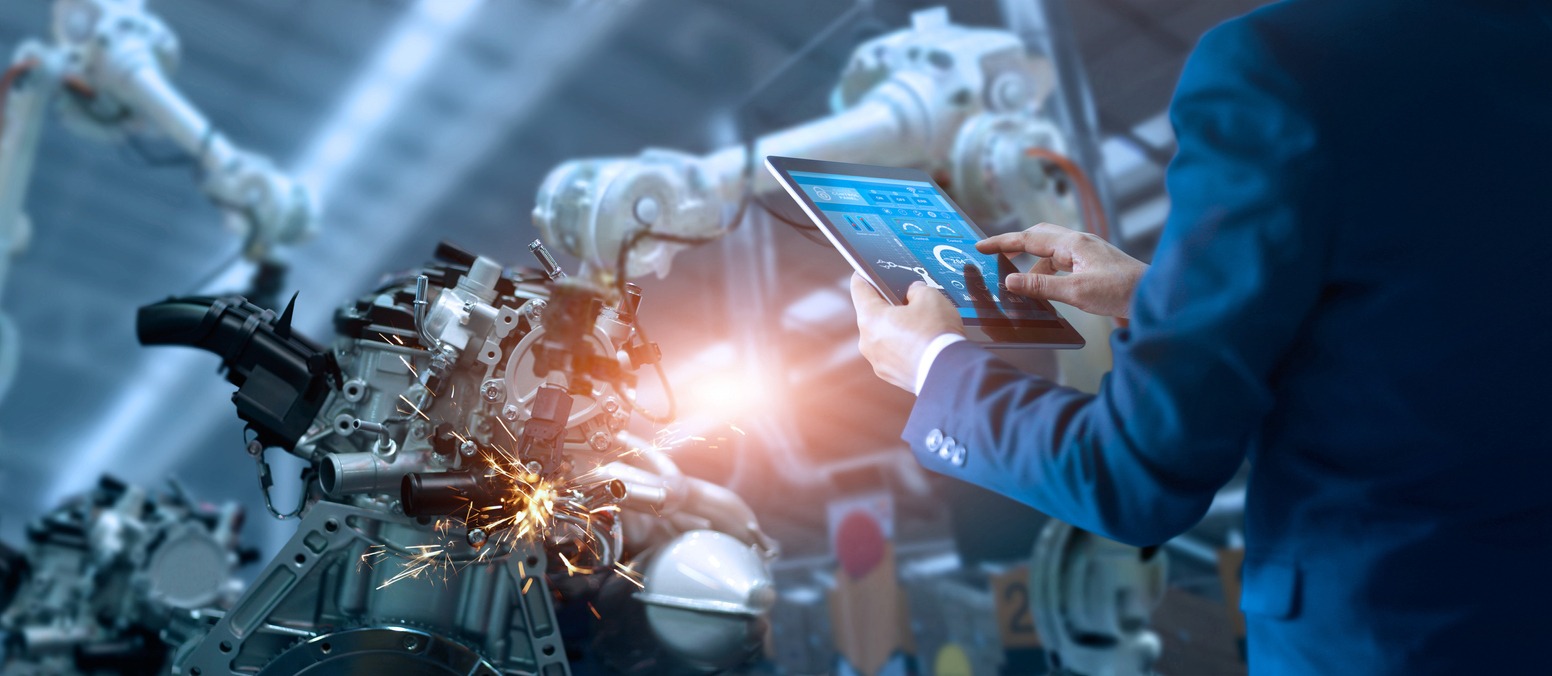 Industry, Technology, Manufacturing, Engineer, Factory, Digital Display, Robot, Robotics, Planning, Automated, Futuristic, Intelligence, Internet of Things, Artificial Intelligence, Organization, Robotic Arm, Digital Tablet, Motion