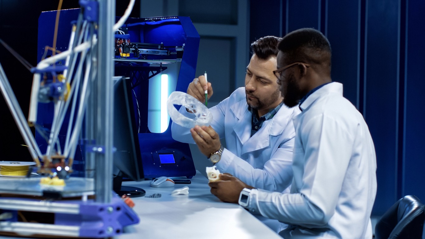 Engineering, Design, Futuristic, Laboratory, Prosthetic Equipment, Teamwork, Development, Printing Out, Technology, Research