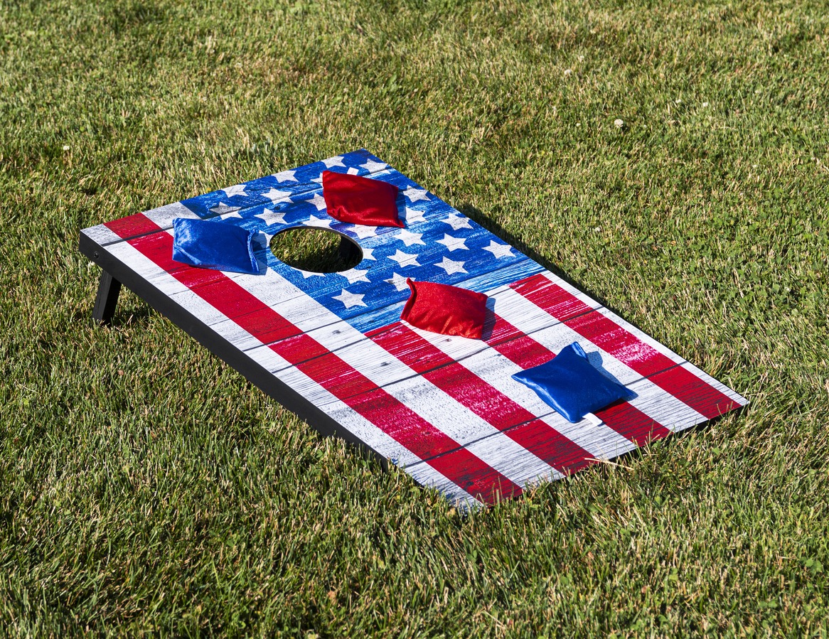American flag cornhole game