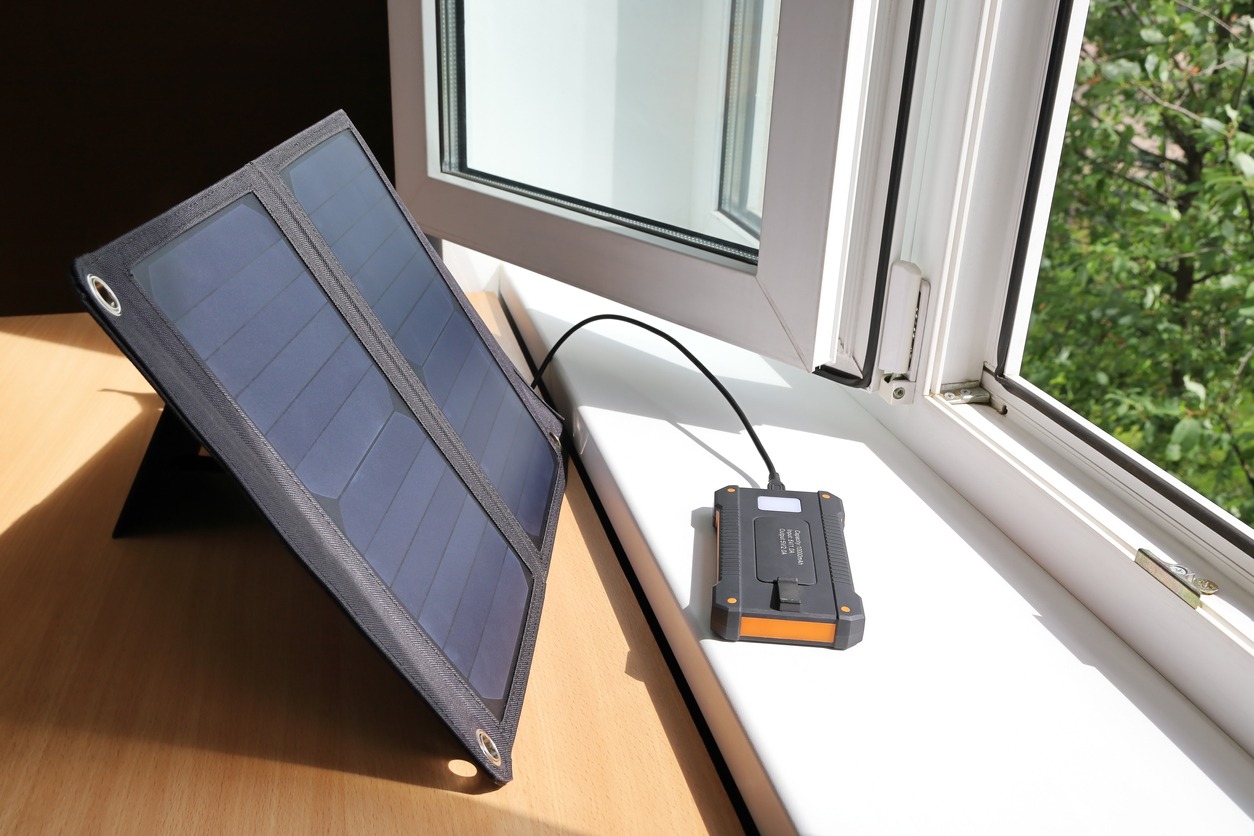 solar energy charging a powerbank