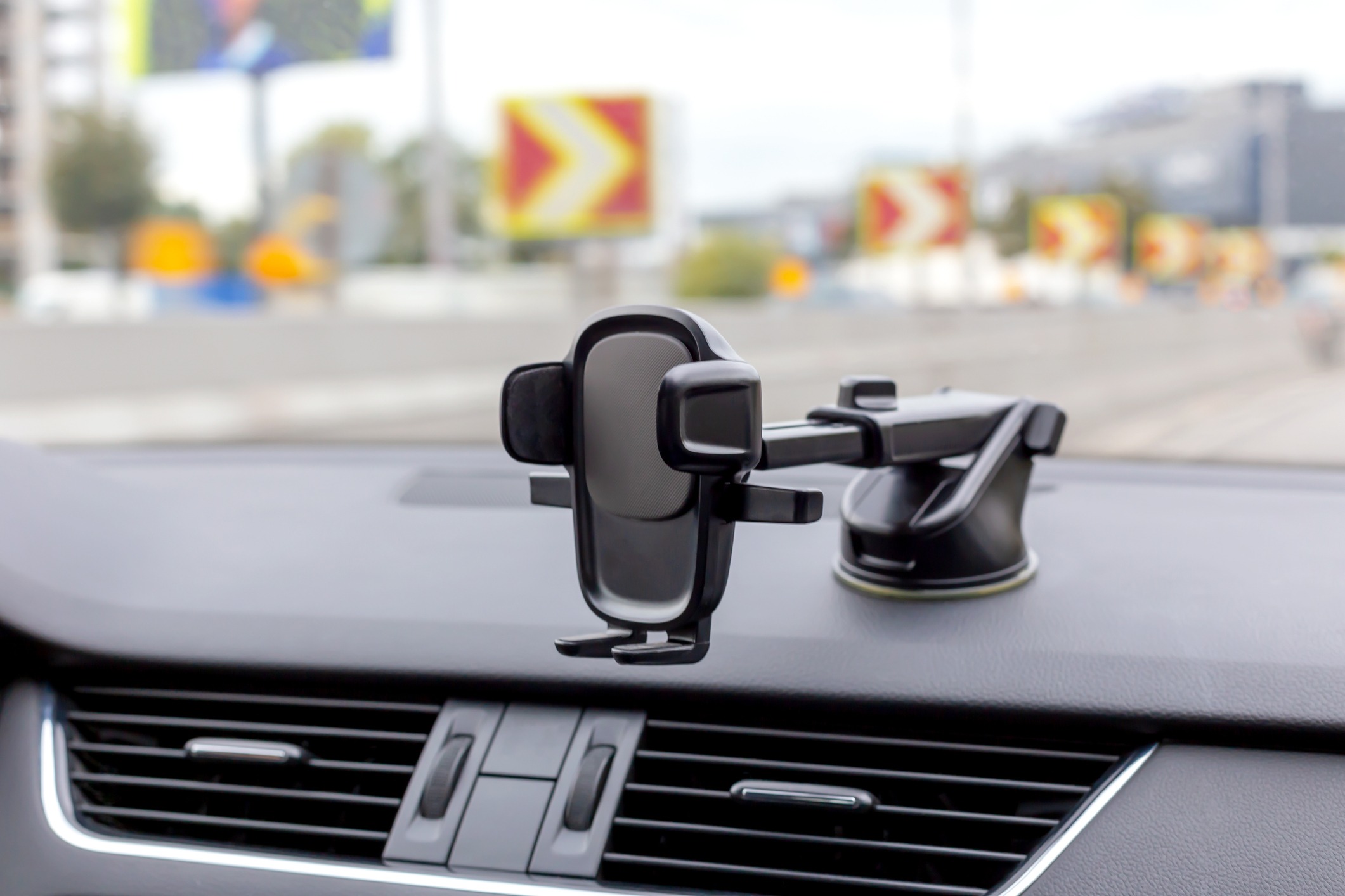 A-car-phone-mount-on-the-car-dashboard