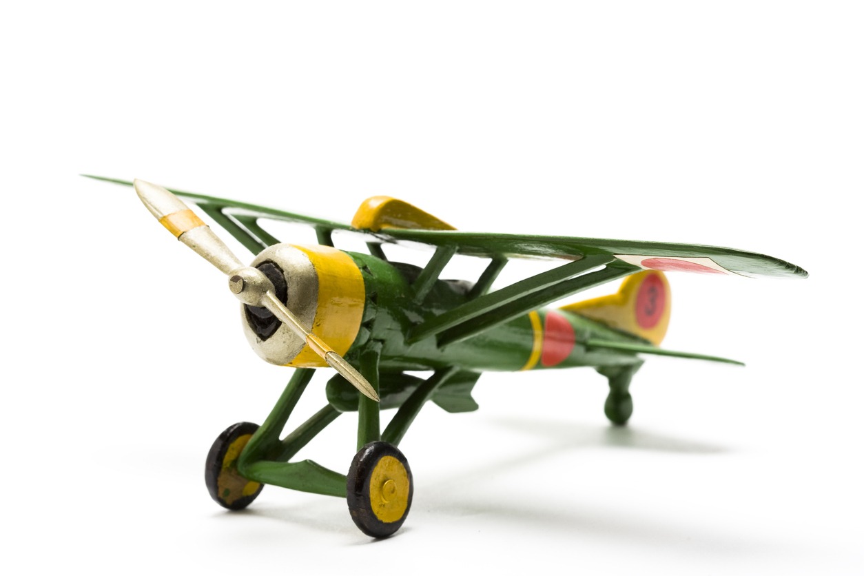 A green model airplane
