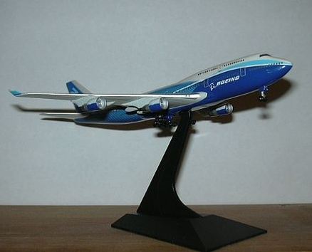 A die cast Boeing 747-400 model