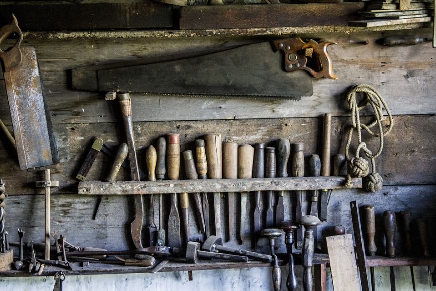 a vintage rustic tools set.