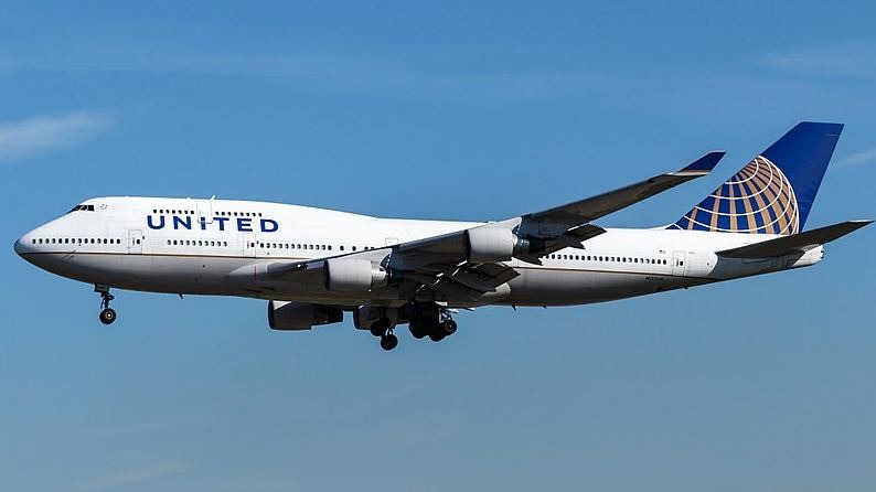 United Airlines Boeing 747-400 at Frankfurt Airport