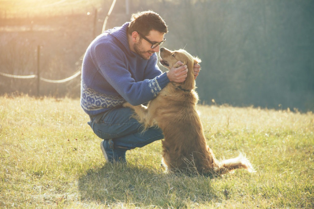 Guy and his dog, a golden retriever