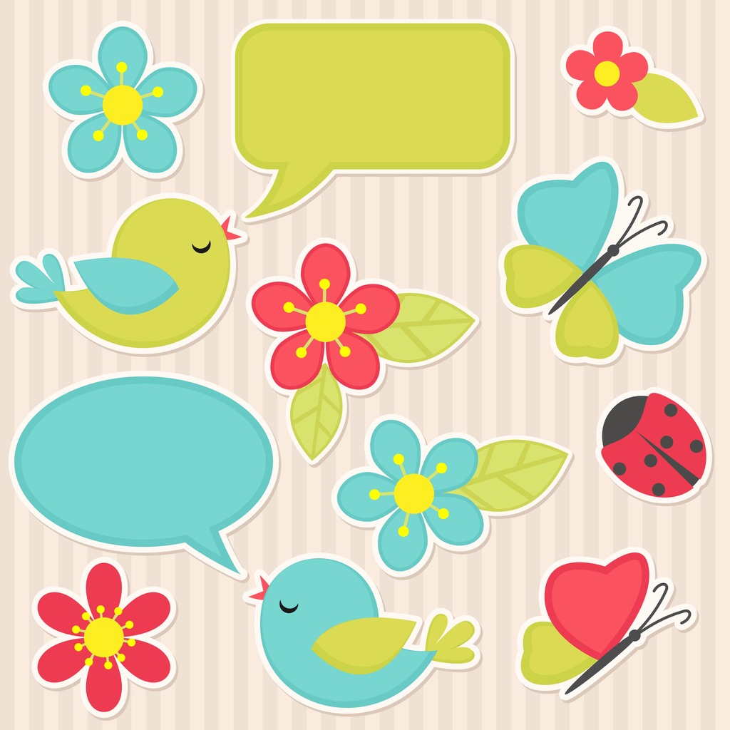 Flowers and birds in a vector format for scrapbooking