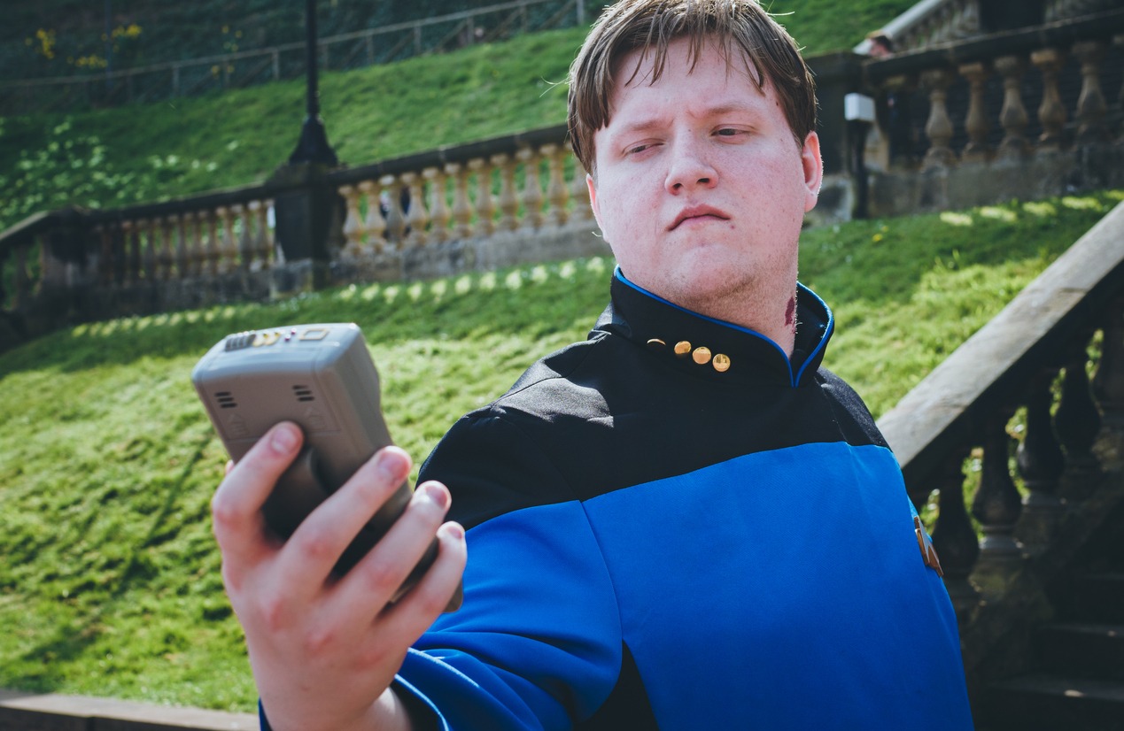 Male cosplayer in Star Trek costume