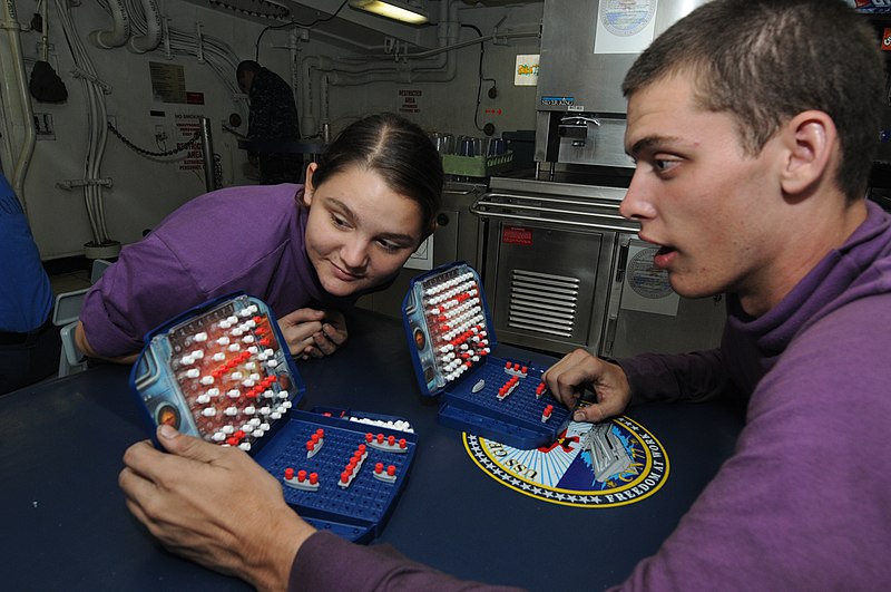 Players in a Battleship tournament aboard USS George H.W. Bush