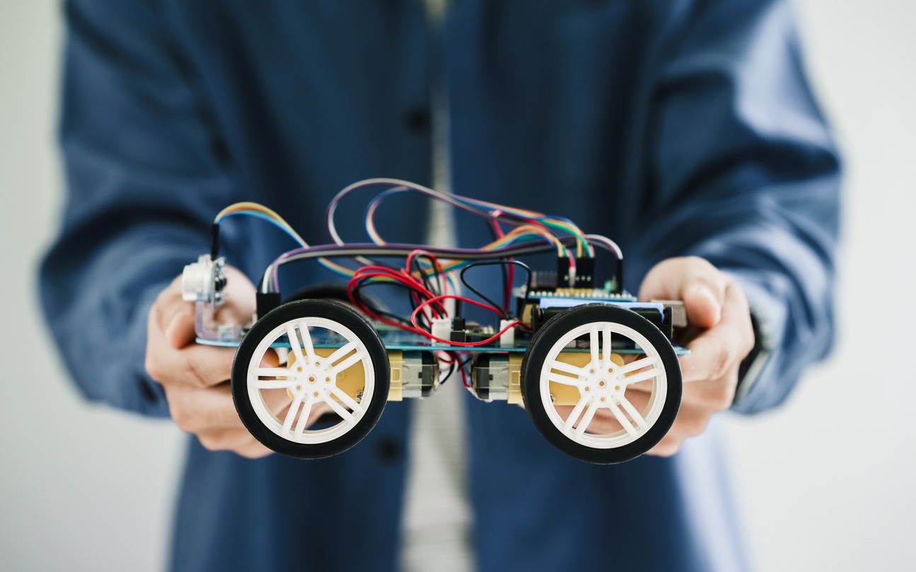 Robotic car built at home using a STEM kit
