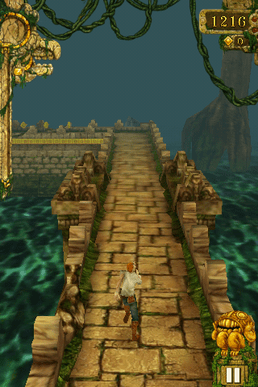 Screenshot of the Temple Run videogame during gameplay