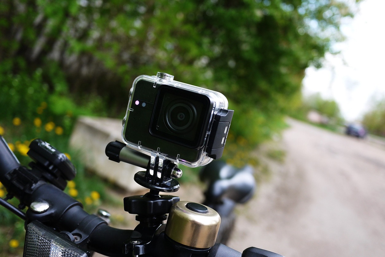 A GoPro attached to a bicycle