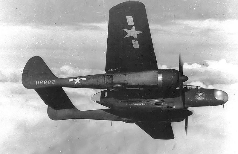 a Northrop P-61 Black Widow fighter plane flying