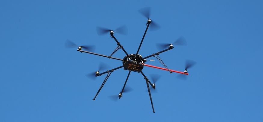 a multi-rotor RC helicopter flying