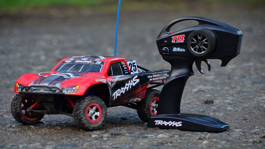 a red RC truck
