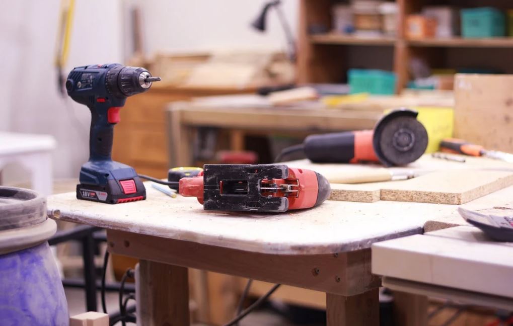 different power tools on a table