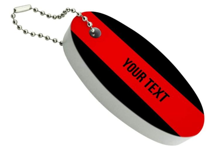 Graphics-and-More-Personalized-Custom-1-Line-Firefighter-Thin-Red-Line-Floating-Keychain-Oval-Foam-Fishing-Boat-Buoy-Key-Float