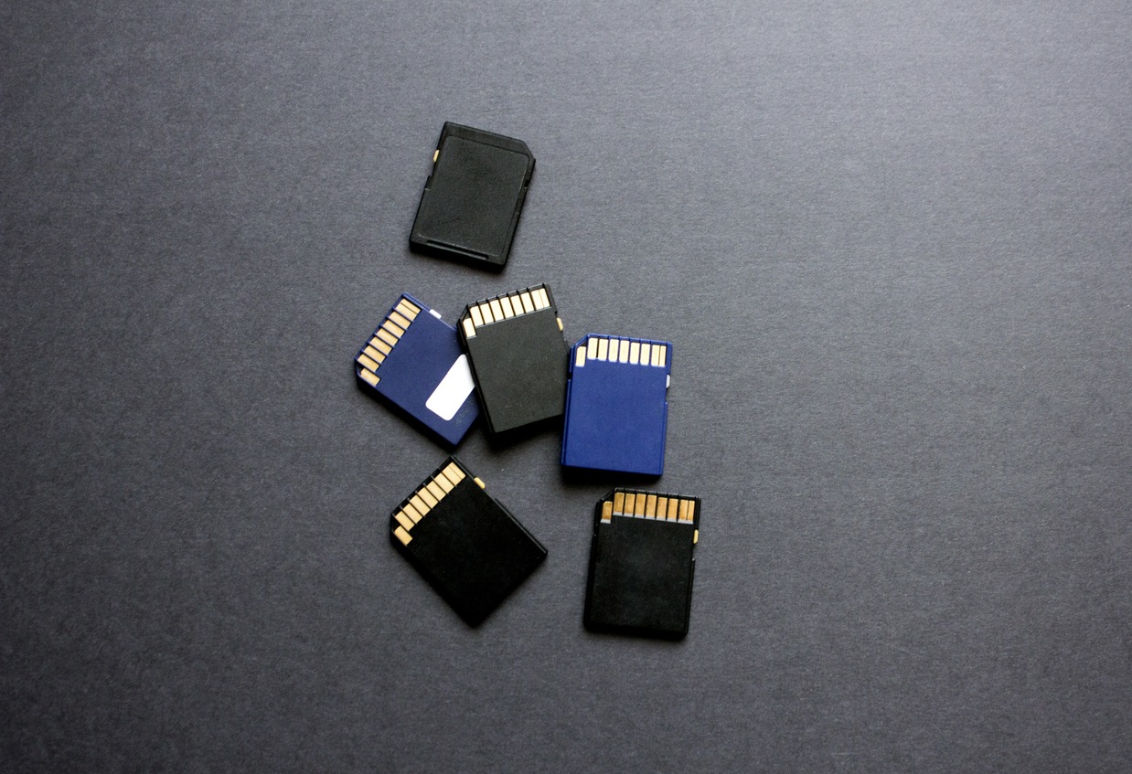 Memory cards on a table