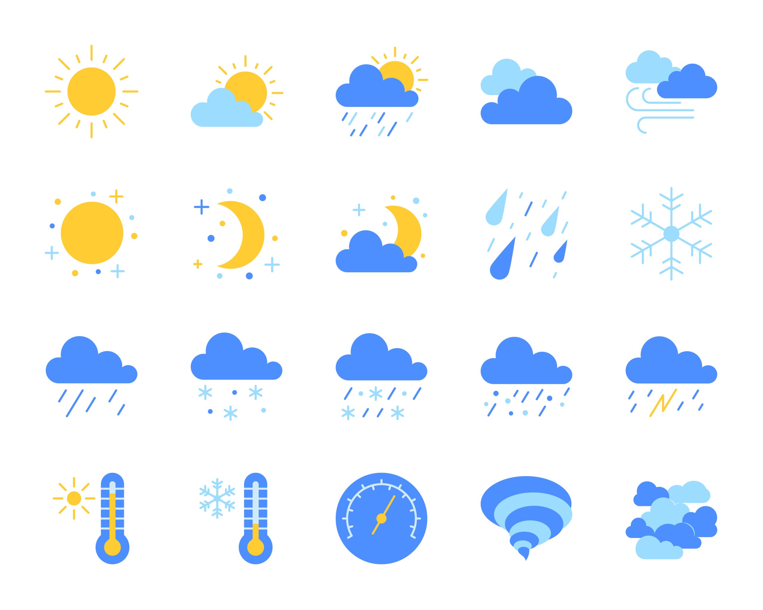 Pixels depicting different types of weather
