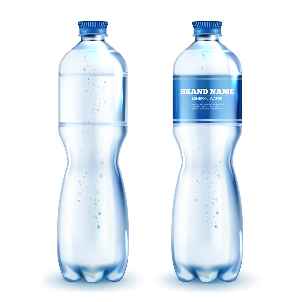 Realistic Detailed 3d Water Plastic Bottle Set Empty Template and with Tag. Vector illustration of Fresh Drink Bottles