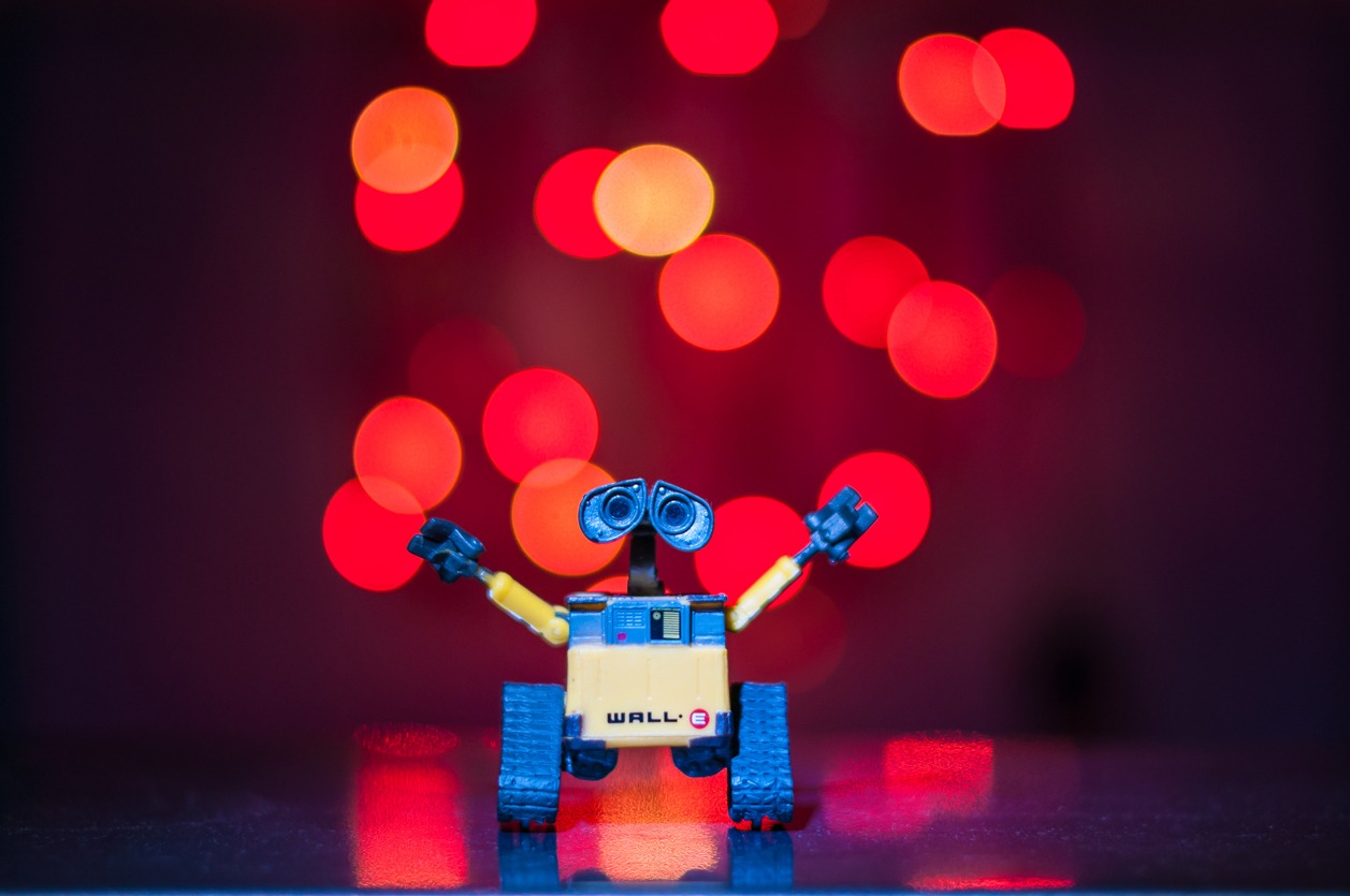 closeup shot of a Wall-E toy