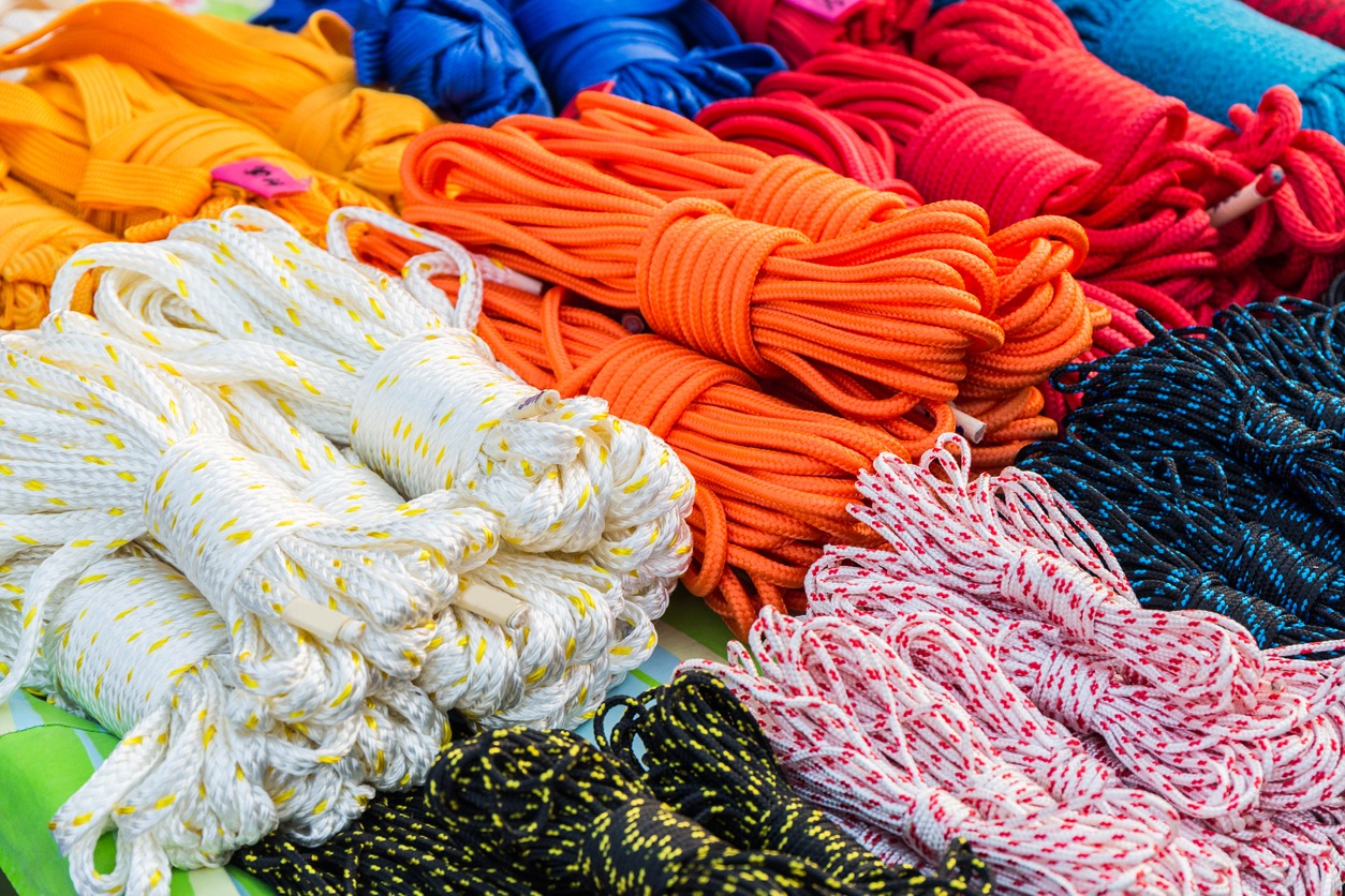 stacks of ropes in different colors