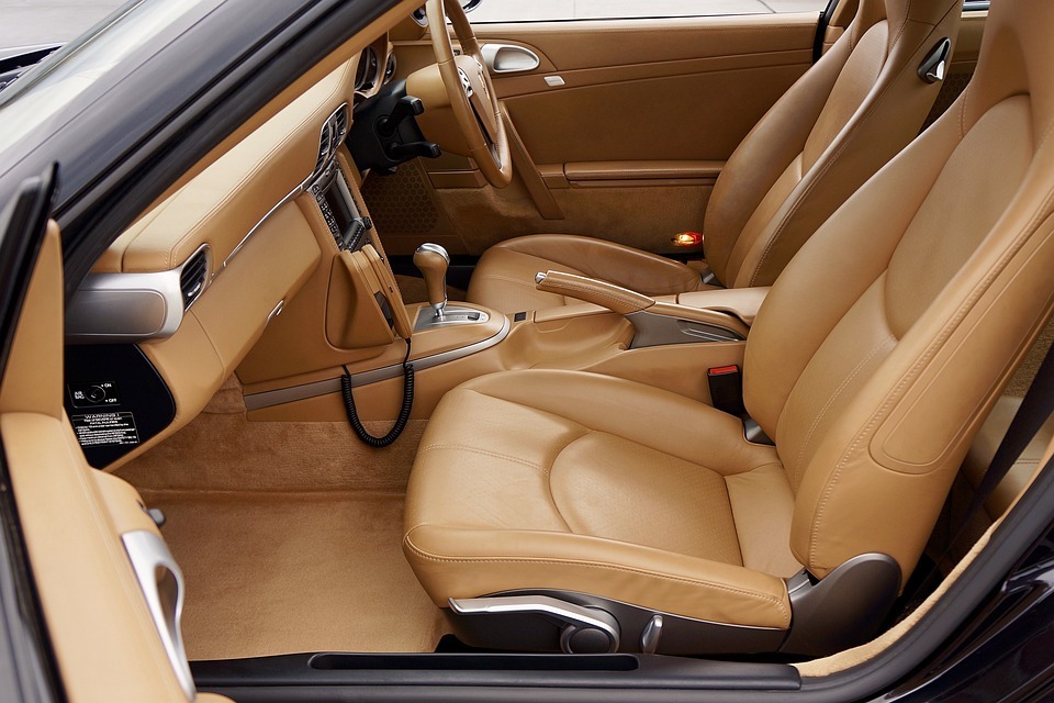 A car with leather seats.