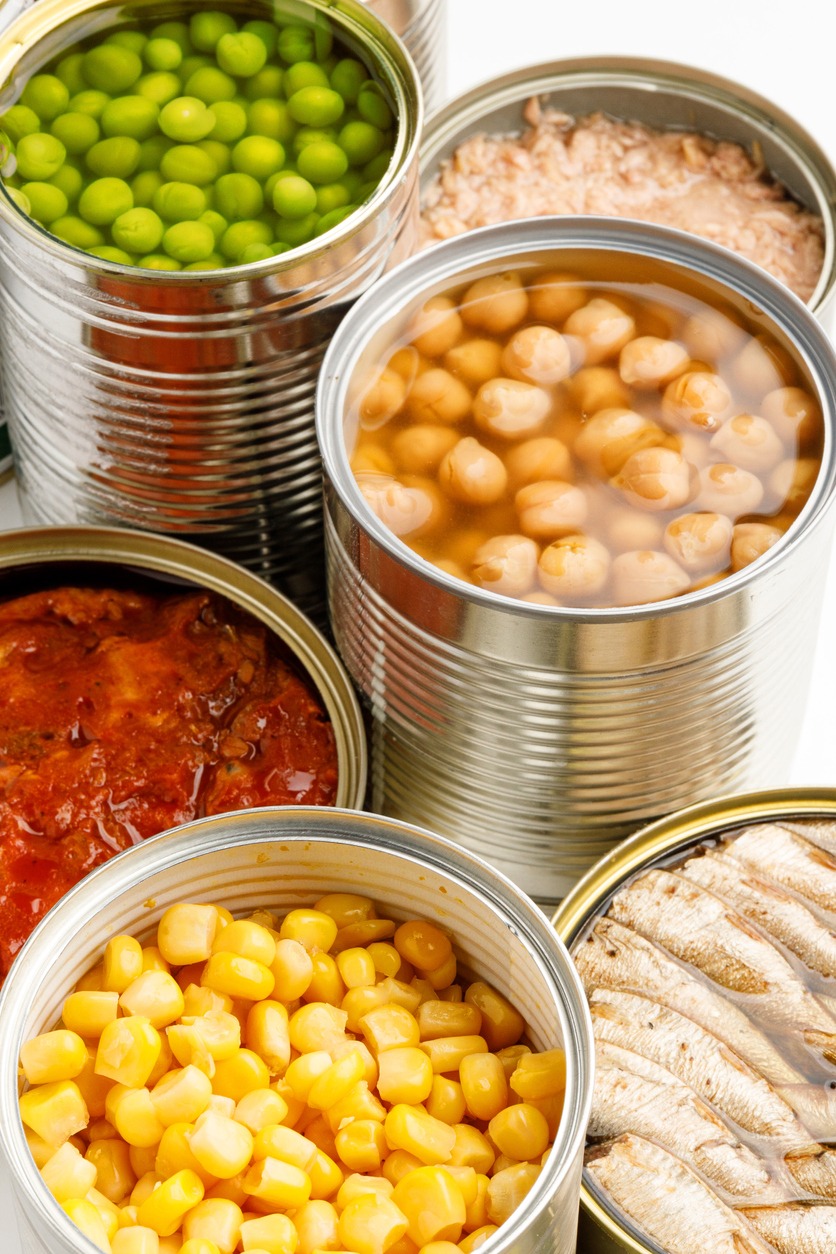 Processed canned food, long shelf life vegetables, and fish vertically