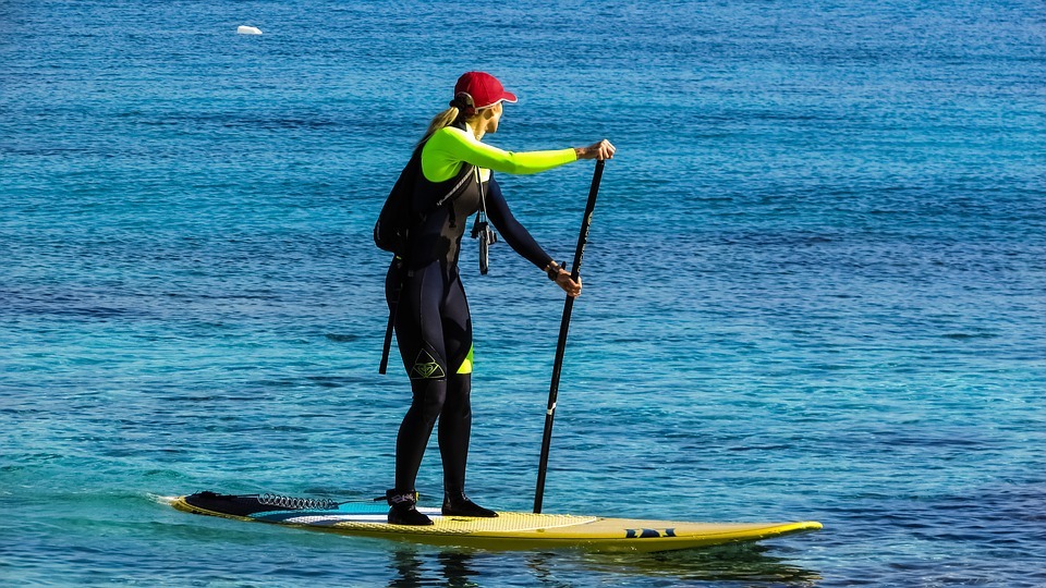 Woman-paddle-boarding