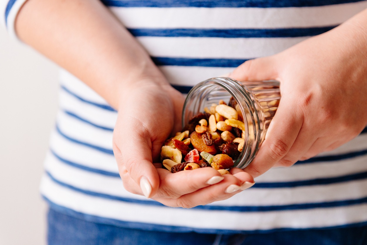 nuts and dry fruit in hands