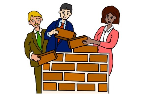 three-people-building-a-brick-wall-bricks-brick-wall