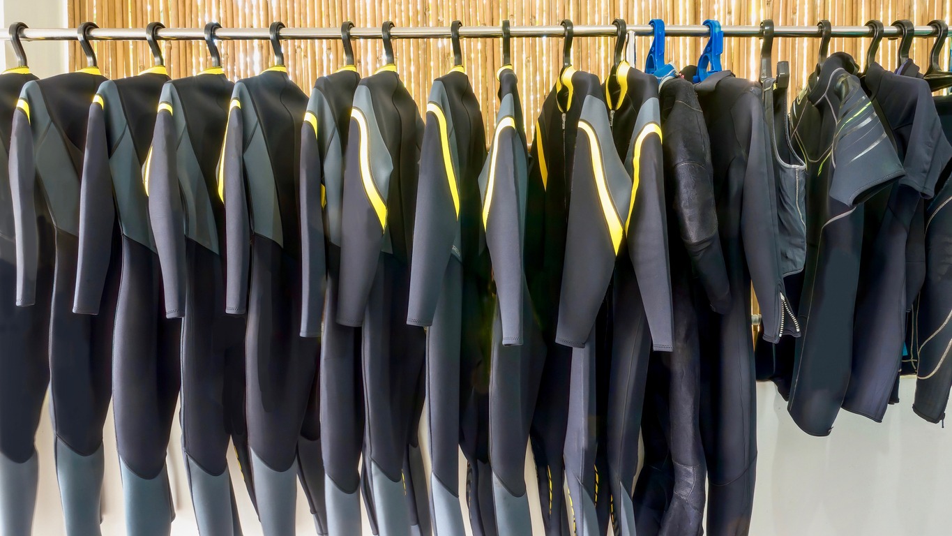 Wetsuits in a tourist dive resort in the Philippines