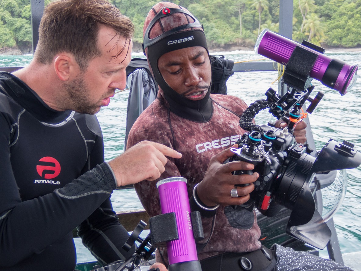 checking the underwater cameras 