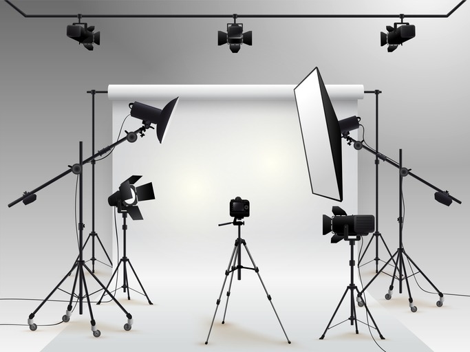 Consistent lighting kit with softbox and white background