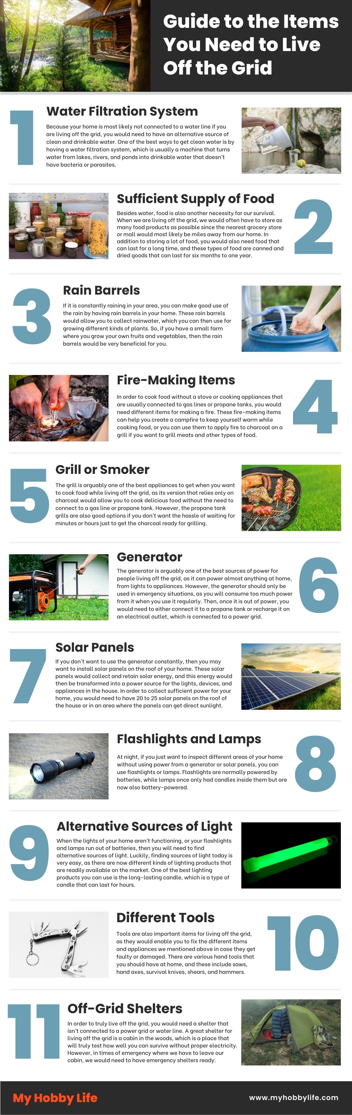 Guide to the Items You Need to Live Off the Grid Infographic