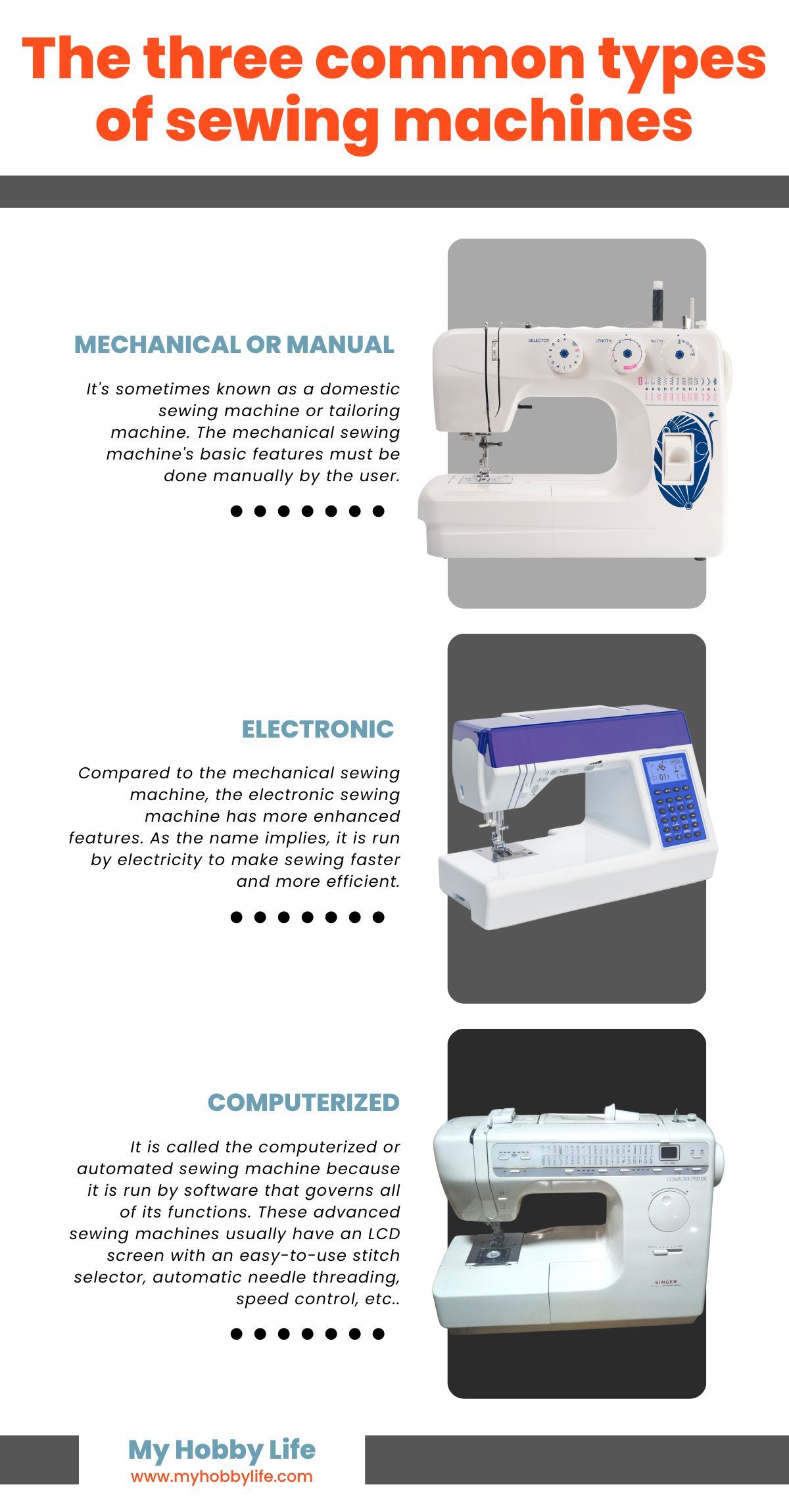 The three common types of sewing machines