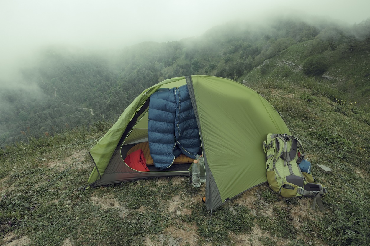 tent and sleeping bag