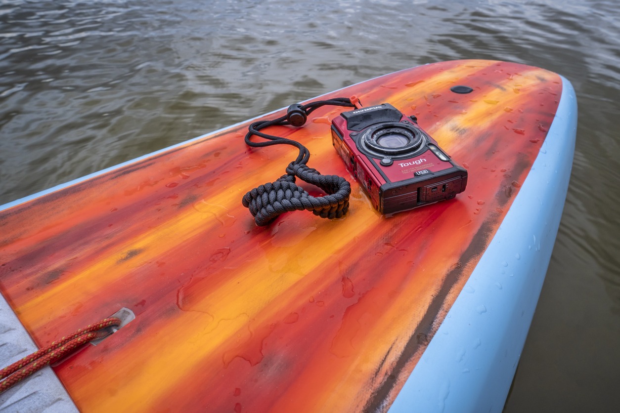 Waterproof camera and stand up paddleboard