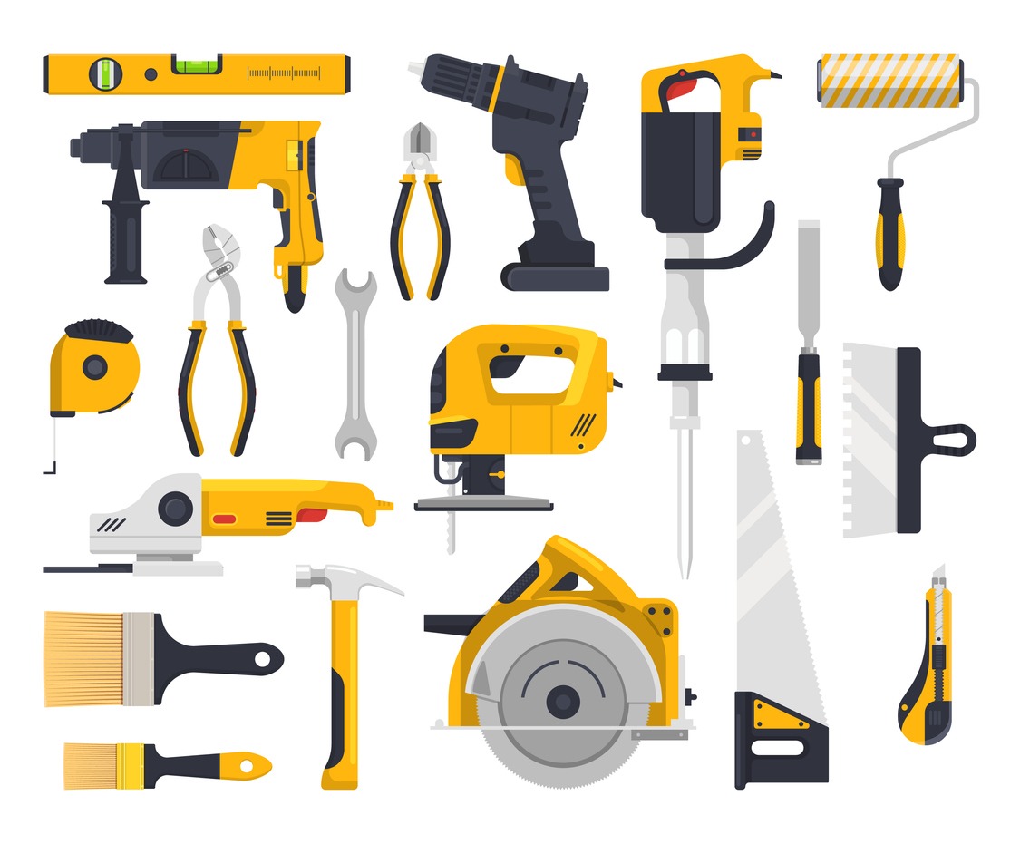 Cartoonized picture of power tools