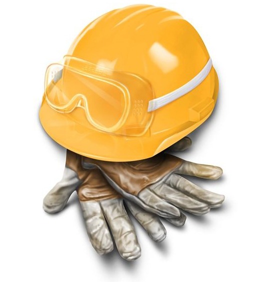 safety items like gloves, goggles, and helmet