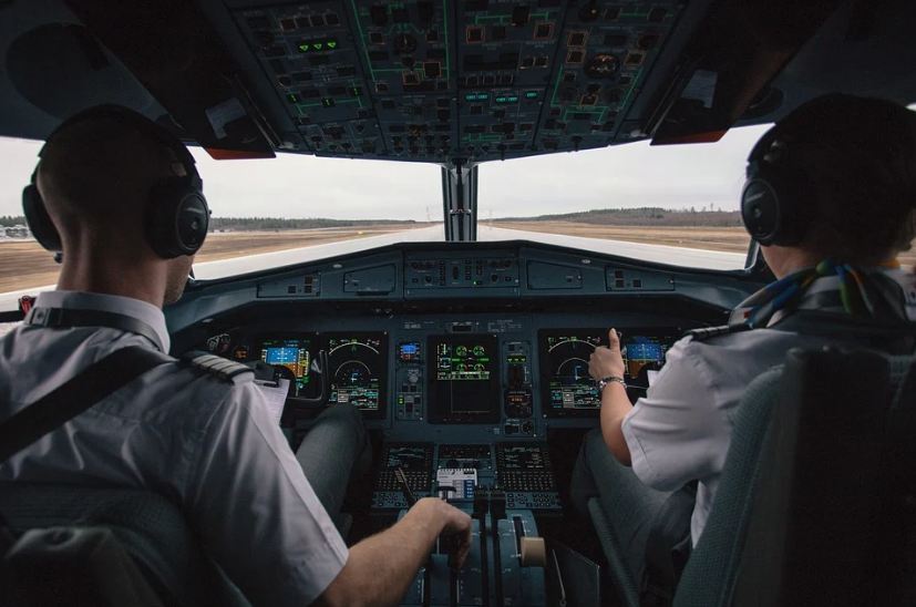 airplane, cockpit, pilot, commercial flight, travel