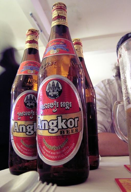 three-tall-bottles-of-Angkor-beer
