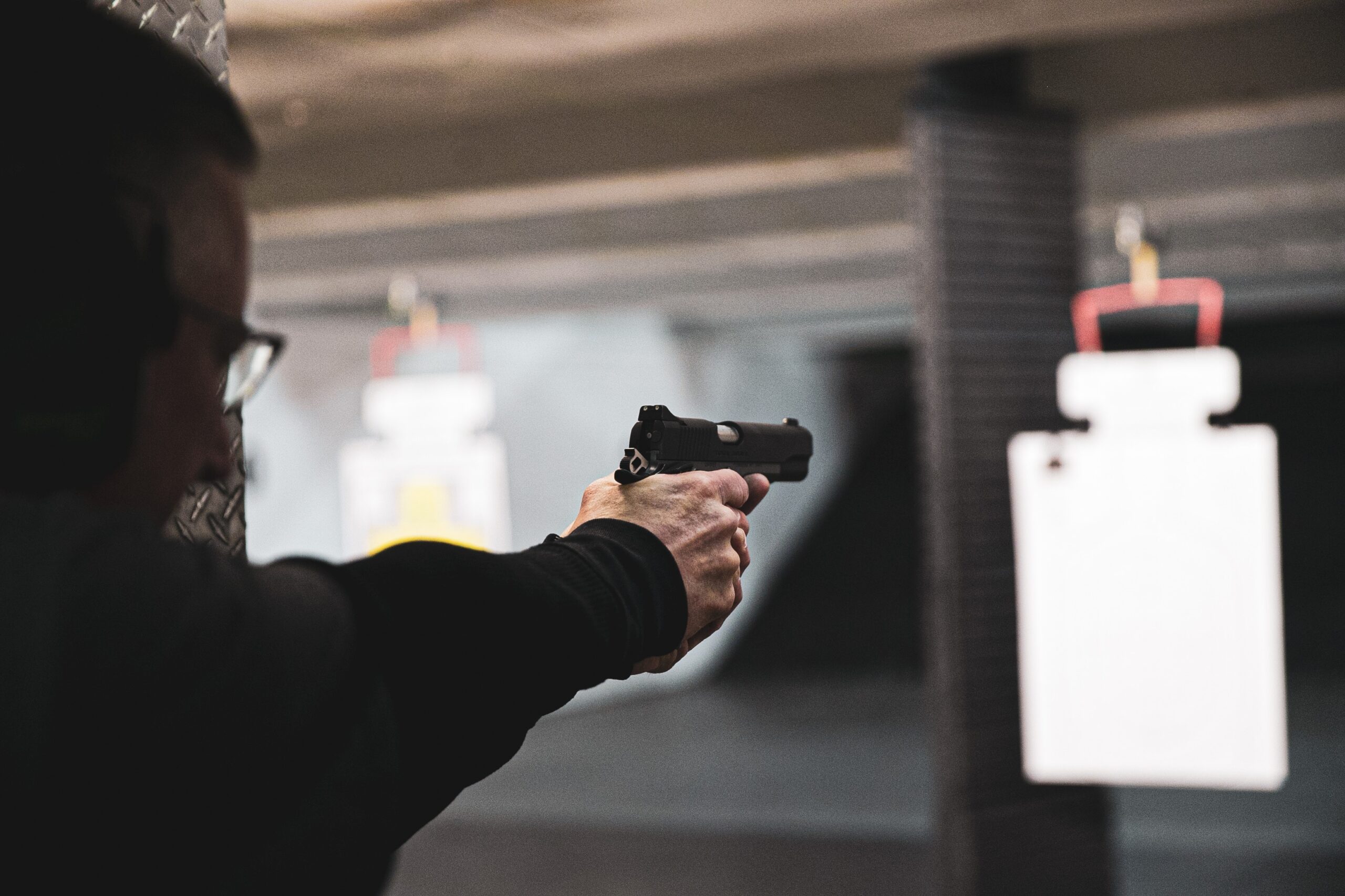 using a handgun at a shooting range