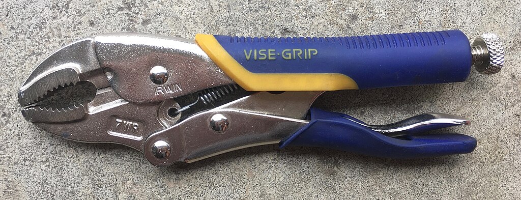 Curved-jaw locking pliers are ideal for releasing frozen nuts and bolts, as well as for general demolition