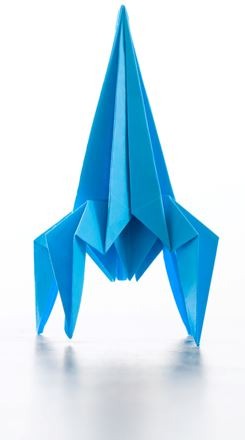 A-blue-origami-rocket