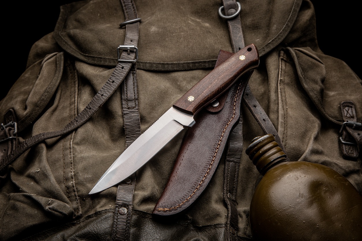 Dagger, Leather, Animals Hunting, Backpack, Bag, Belt, Black Color, Blade, Boy Scout, Brown, Camouflage, Close – Up, Equipment