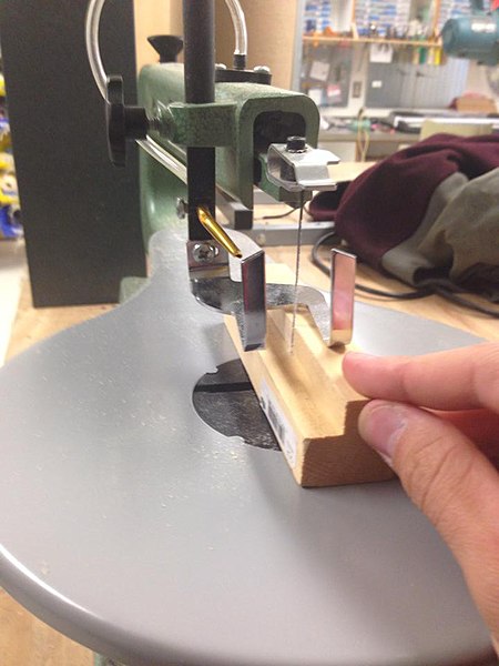 a scroll saw in use